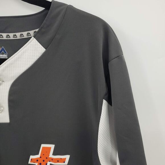 Majestic Cool Base New York Mets Jersey Mens Medium Gray White Short Sleeve - Picture 4 of 8